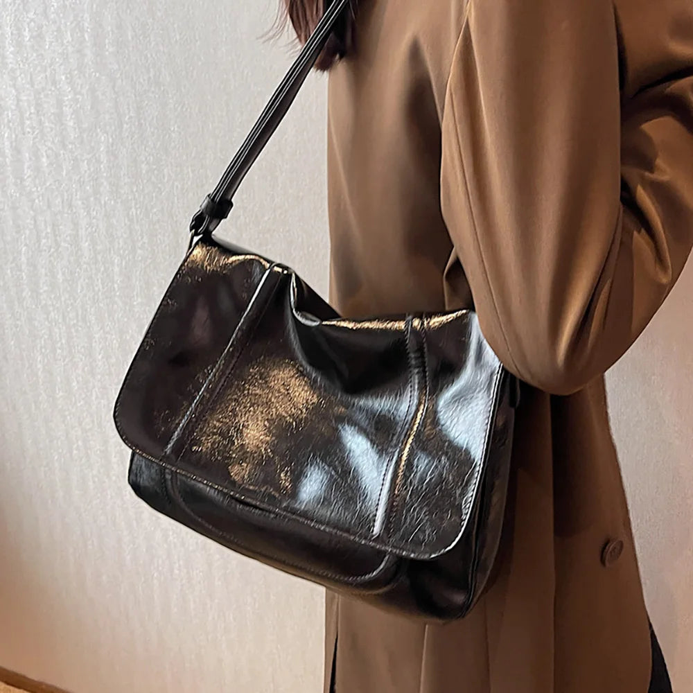 Women Shoulder Messenger Bag Pu Leather Crossbody Tote Bags Winter Large Capacit