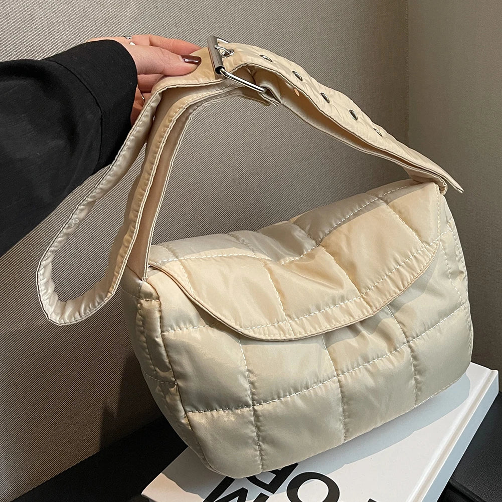 Women Shoulder Tote Bag Quilted Sling Hand Bag Solid Rhombus Pattern