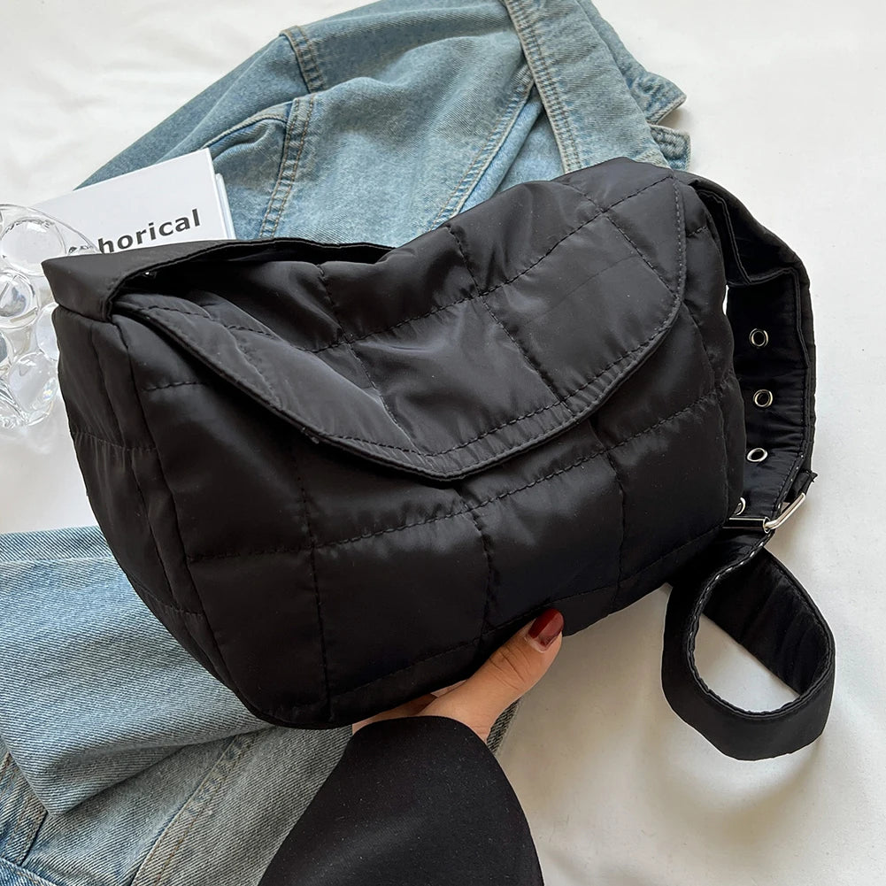 Women Shoulder Tote Bag Quilted Sling Hand Bag Solid Rhombus Pattern