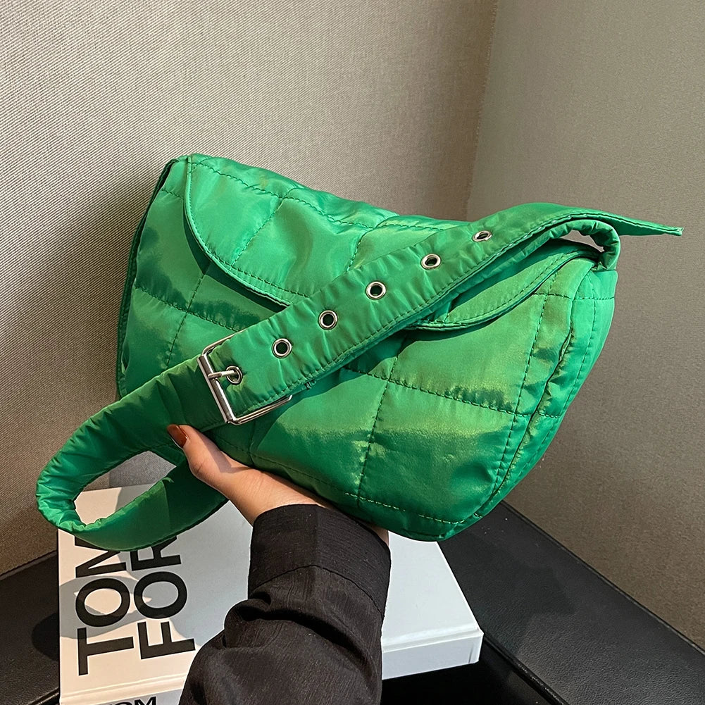 Women Shoulder Tote Bag Quilted Sling Hand Bag Solid Rhombus Pattern