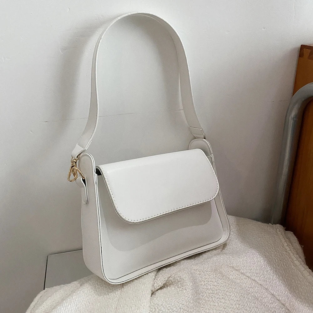 Women Shoulder Underam Bags PU Leather Small Square Flap Handbag Totes