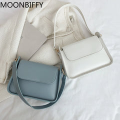 Women Shoulder Underam Bags PU Leather Small Square Flap Handbag Totes