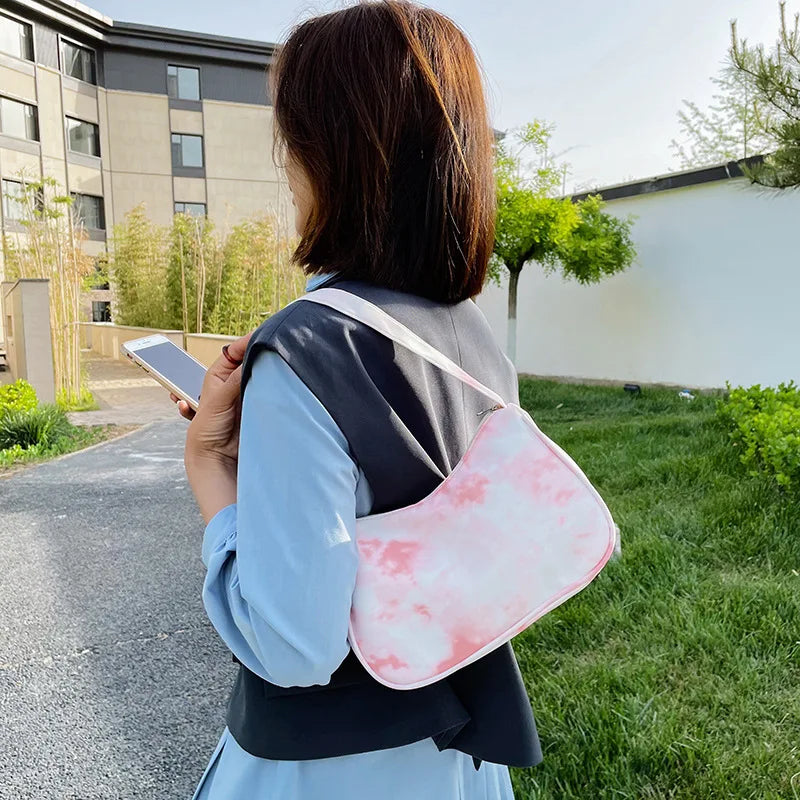 Women Tie Dye Shoulder Bag Travel Handbag Casual Ladies Top-handle Handbag