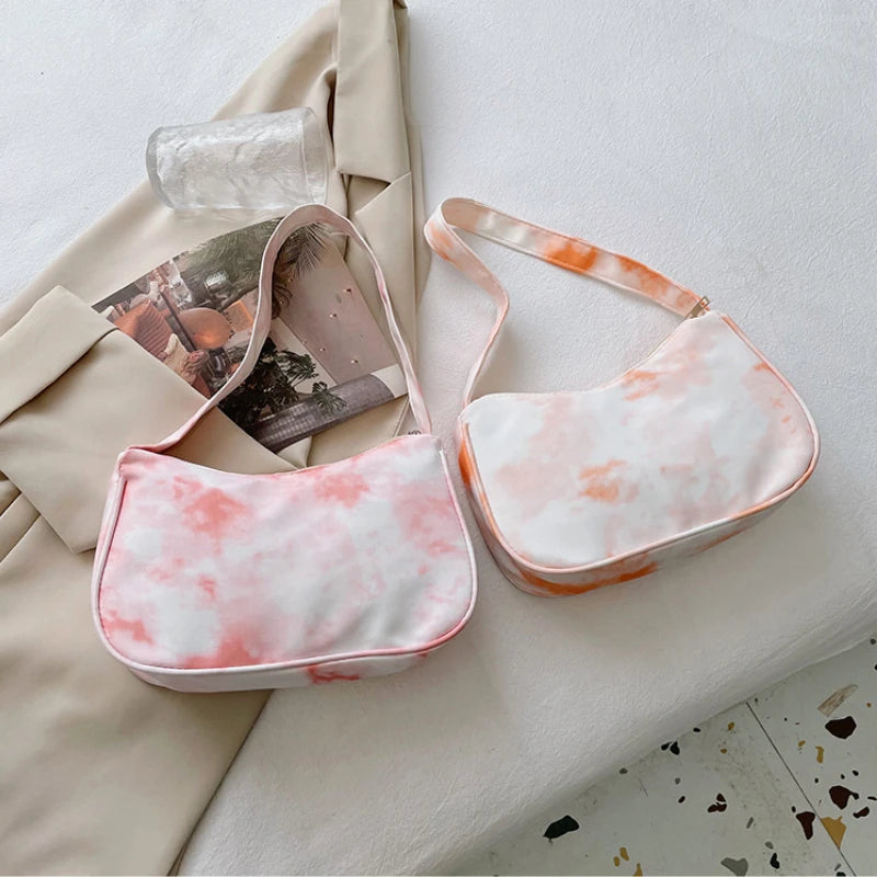 Women Tie Dye Shoulder Bag Travel Handbag Casual Ladies Top-handle Handbag