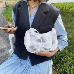 Women Shoulder Underarm Bag Tie Dye Travel Handbag Casual Small Top-handle Bag