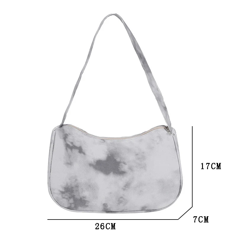 Women Shoulder Underarm Bag Tie Dye Travel Handbag Casual Small Top-handle Bag