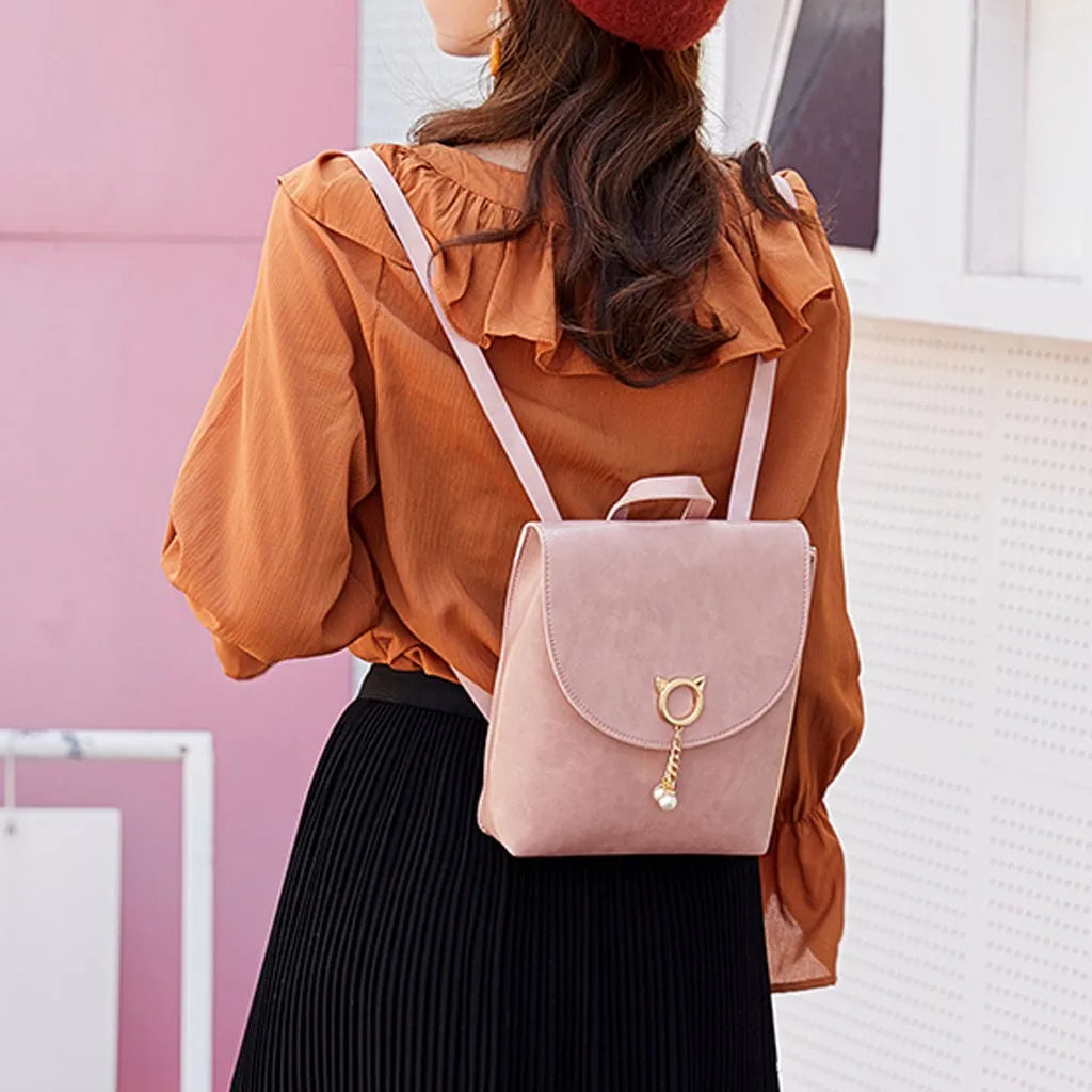 Women Small Backpack Letter Purse Mobile Phone Travel Bag Student School