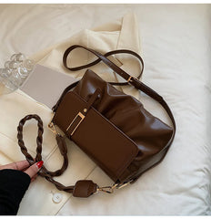 Soft PU Leather Ruched Handbags Weave Chain Female Crossbody Bag