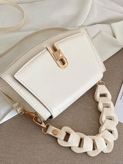 Women Shoulder Bag Metal Lock Chain Flap Crossbody Handbag