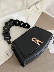 Women Shoulder Bag Metal Lock Chain Flap Crossbody Handbag