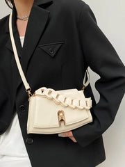 Women Shoulder Bag Metal Lock Chain Flap Crossbody Handbag