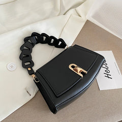 Women Shoulder Bag Metal Lock Chain Flap Crossbody Handbag