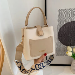 Women Small Bucket Tote Bags Wide Strap Shoulder Handbags