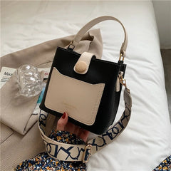 Women Small Bucket Tote Bags Wide Strap Shoulder Handbags