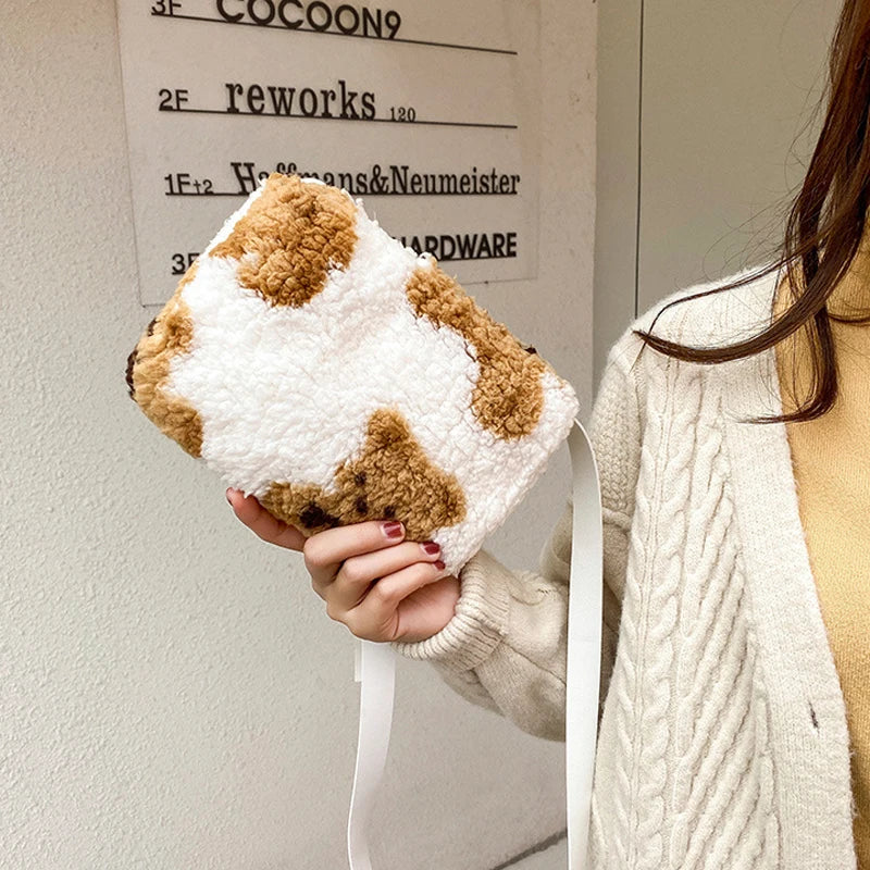 Small Plush Winter Satchel Shoulder Bag