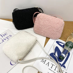 Small Plush Winter Satchel Shoulder Bag