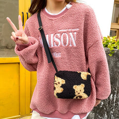 Small Plush Winter Satchel Shoulder Bag