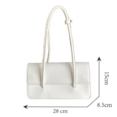 Retro Ladies Small Tote Shoulder Bag Solid PU Leather Female Underarm Bags