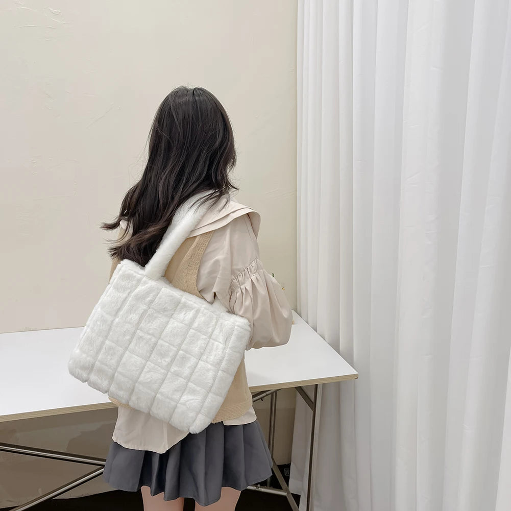 Soft Plush Shoulder Bags Winter Furry Ladies Clutch Purse Handbag