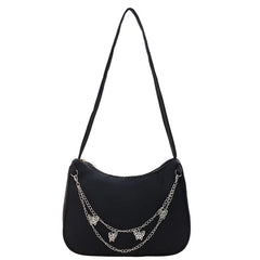 Women Solid Butterfly Chain Pendant Shoulder Bags Casual Versatile Underarm Bag
