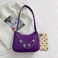 Women Solid Butterfly Chain Pendant Shoulder Bags Casual Versatile Underarm Bag
