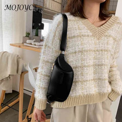 Women Solid Crossbody Bag Casual Ladies PU Leather Fanny Packs Small Purse