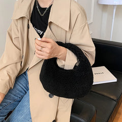 Winter Plush Shoulder Bag Small Purses Fluffy Tote Bags