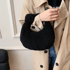 Winter Plush Shoulder Bag Small Purses Fluffy Tote Bags