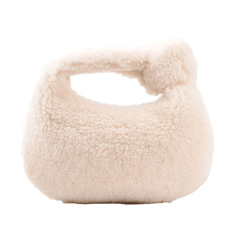 Winter Plush Shoulder Bag Small Purses Fluffy Tote Bags