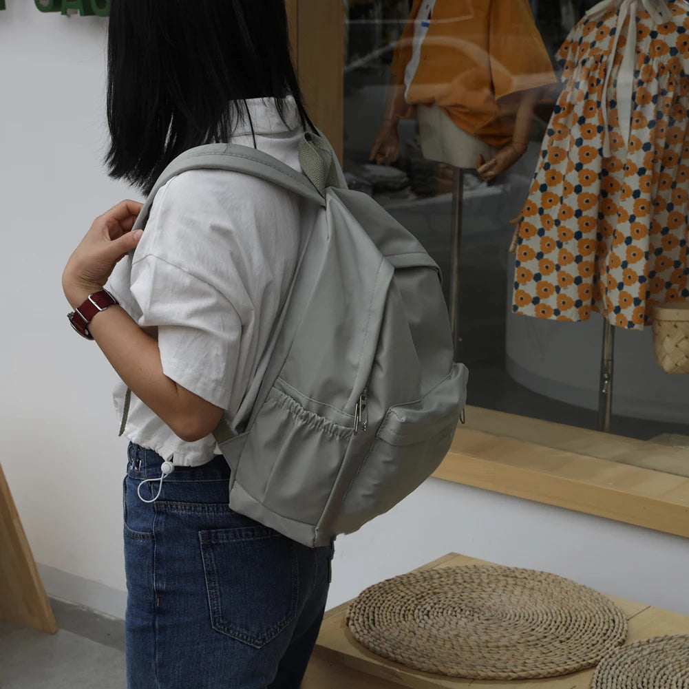 Solid Nylon Backpack Preppy Style School Bags Large Capacity Handbags Rucksack