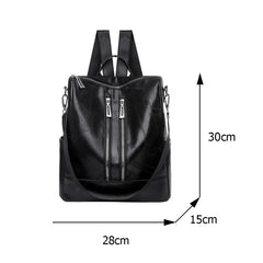Women Solid PU Leather Anti-theft Backpack