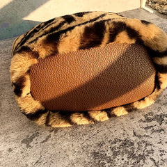 Soft Plush Bucket Bag Faux Fur Shoulder Bag Large Capacity Chain Bags
