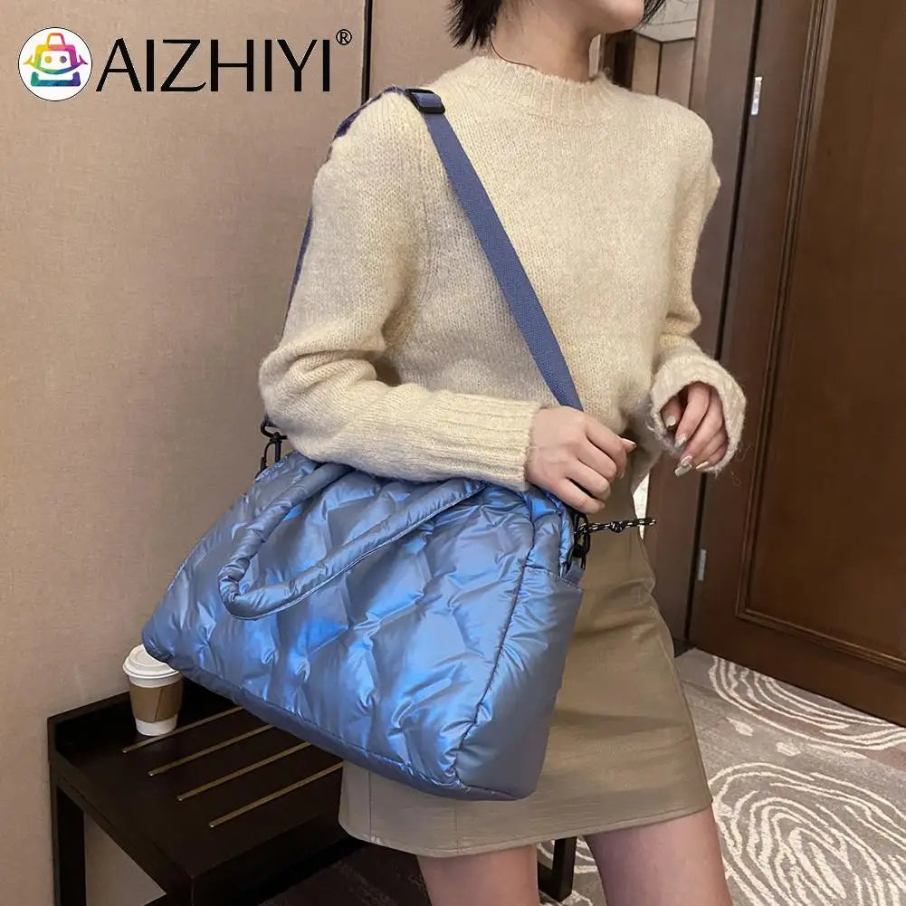 Women Space Cotton Shoulder Bags Winter Crossbody Large Capacity Down Bag
