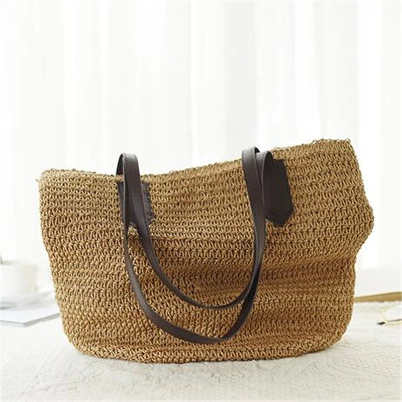 Women Straw Woven Bag Underarm Shoulder Bag Vintage Summer