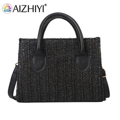 Women Straw Messenger Bag Beach Rattan Purse Woven Crossbody Handbag