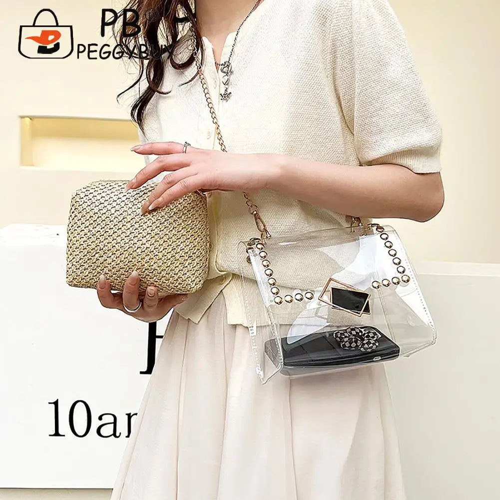 Women Straw Messenger Bag Beach Rattan Purse Woven Crossbody Handbag