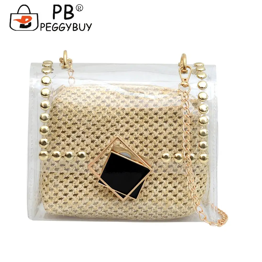 Women Straw Messenger Bag Beach Rattan Purse Woven Crossbody Handbag