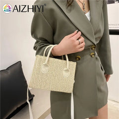 Women Straw Messenger Bag Beach Rattan Purse Woven Crossbody Handbag