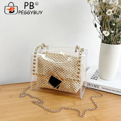 Women Straw Messenger Bag Beach Rattan Purse Woven Crossbody Handbag