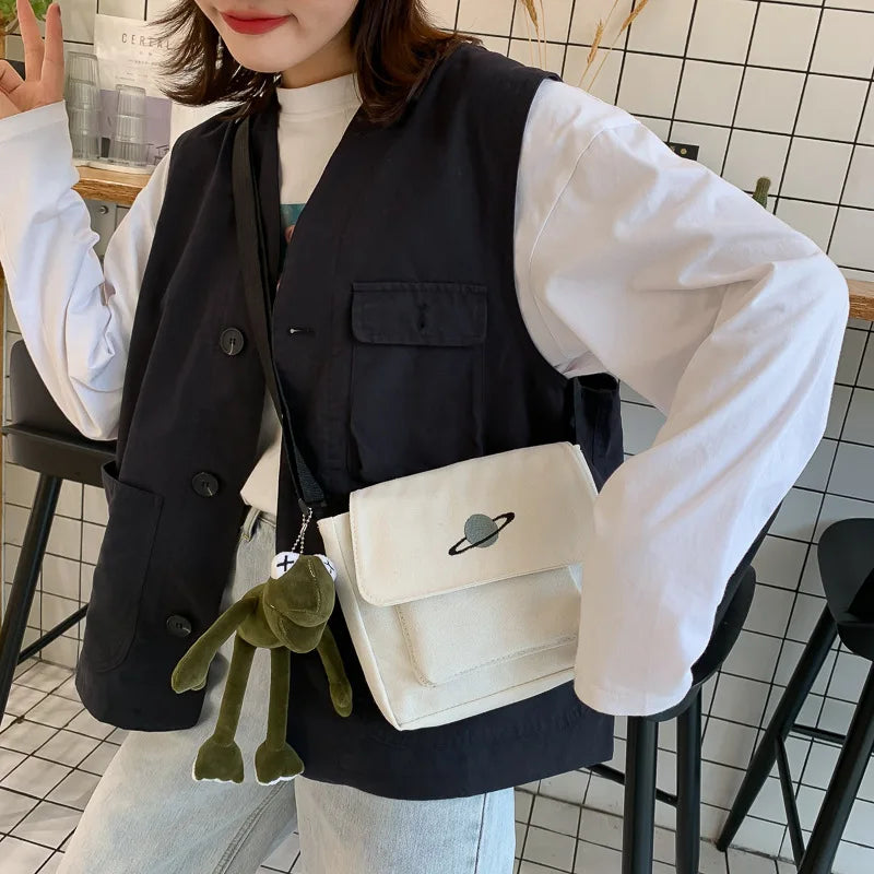 Japanese Style Planet Tooling Art Girl Student Shoulder Bag