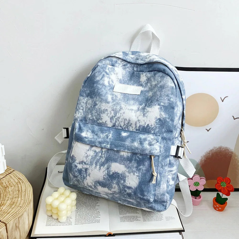 Tie Dye Print Backpack Preppy Style Student School Travel Rucksack
