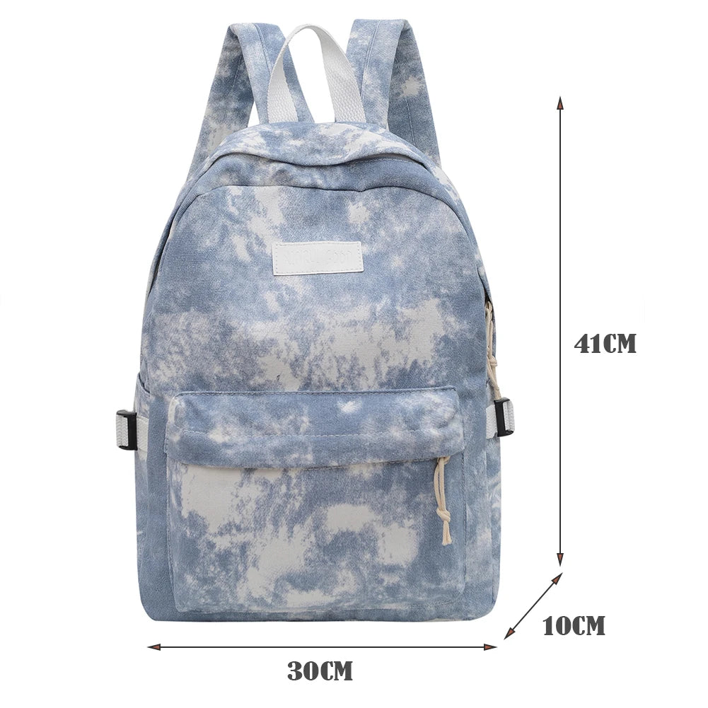 Tie Dye Print Backpack Preppy Style Student School Travel Rucksack