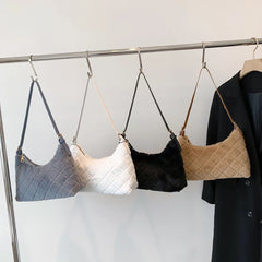 Women Top Handle Bag Rhombus Plush Clutches Bag
