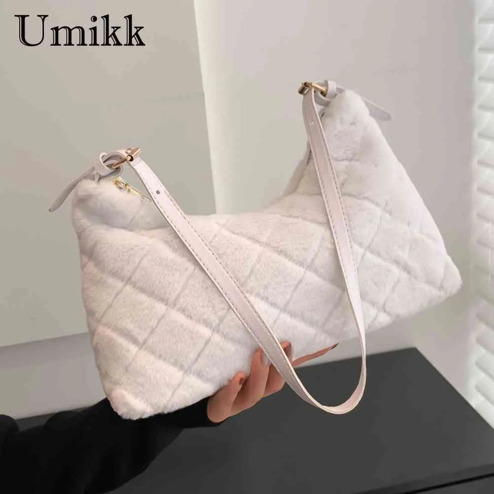 Women Top Handle Bag Rhombus Plush Shoulder Tote Bag