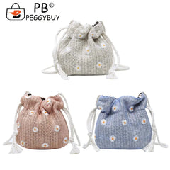 Women Top-Handle Bags with Removable Strap Woven Summer Handbags