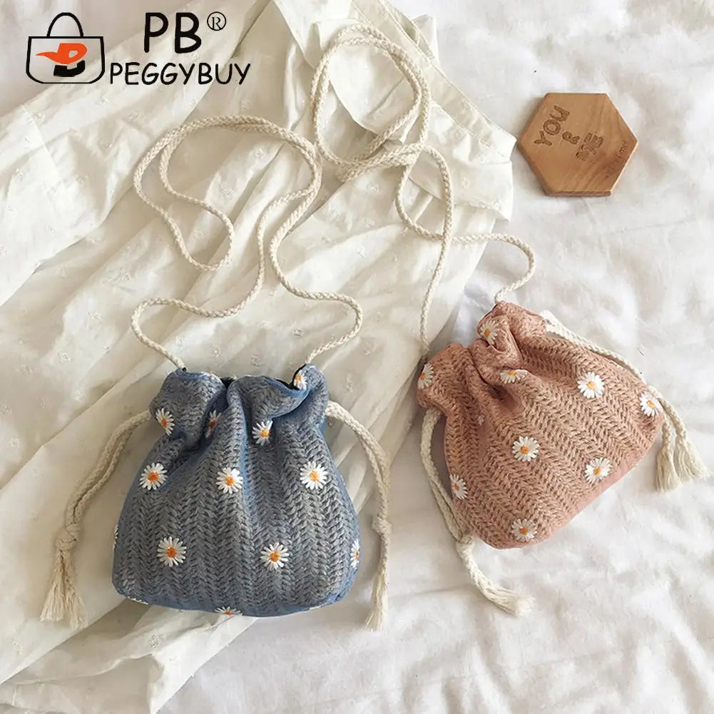 Women Top-Handle Bags with Removable Strap Woven Summer Handbags