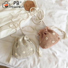 Women Top-Handle Bags with Removable Strap Woven Summer Handbags
