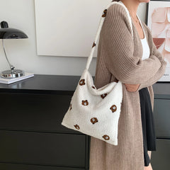 Women Animal Pattern Plush Top-handle Bag