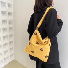 Women Animal Pattern Plush Hobos Shoulder Bags
