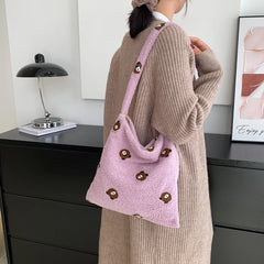 Women Animal Pattern Plush Hobos Shoulder Bags